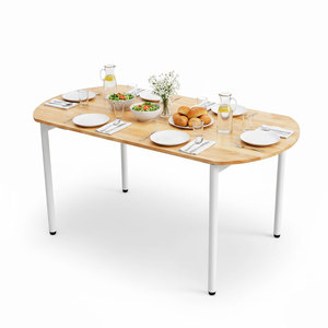 OMA II HBOM216 Minimalist Design 160x80cm Oval Wood and Iron <b>Table</b> - Product Image 1