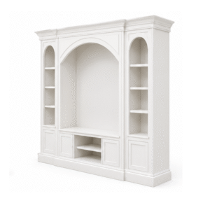 Mueble de TV de Madera Maciza con Librero Arqueado, Centro de Entretenimiento Clásico, Consola Multimedia, Mueble para Sala de Estar, Acabado en Nogal - Product Image 5