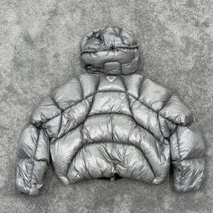 Men's High Shine Glossy Puffer <b>Jacket</b> Metallic Chrome Winter Coat Hooded <b>Padded</b> Outerwear <b>Waterproof</b> Bubble <b>Jacket</b> - Product Image 2