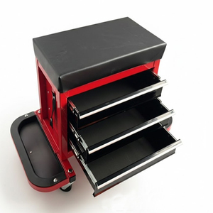 3-Drawers Tool Chest Stool with Wheels, Tool Tray & 360° Swivel Casters Padded Garage Workshop <b>Storage</b> <b>Seat</b> GAPGAR024 - Product Image 3