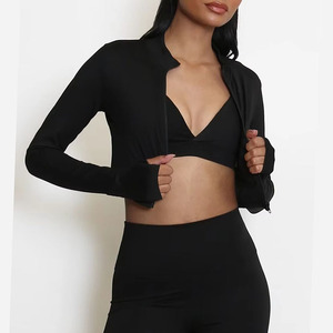 Sports Gym Fitness Yoga Wear 2 pièces ensemble haut à manches longues taille haute Leggings sans couture équipement d'entraînement pour grande taille manches courtes - Product Image 2