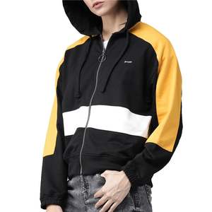 Custom Two Tone Full Zip Women Hoodie Cotton Fleece Hoodie With Drawstrings Soft Warm Streetwear Jacket Casual Design - Product Image 1