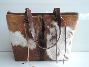 Handcrafted Genuine Cowhide Leather Hairon Handbag Leather Shoulder <b>Bag</b> <b>Fur</b> Leather <b>Tote</b> <b>Bag</b> for Women - Product Image 2