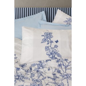 Parure de lit Linora en coton bleu, motif floral et dessin animé, taille simple, 4 ou 6 pièces, pour la maison, Noël et les fêtes - Product Image 2