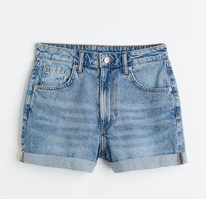 Shorts en jean délavé décontractés et sportifs, style urbain, pour hommes et femmes, couleur unie, taille droite à bouton, pour le printemps - Product Image 2