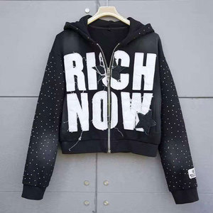 Custom Applique Patched Embroidery Logo Zip up Fleece Winter Hoodie Vintage Washed 100% Cotton Breathable for <b>Men</b> - Product Image 1