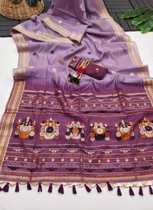 Perroquet imprimé multicolore broderie pur Muga coton tissu léger à la mode et confortable Saree avec un point Blouse pièce - Product Image 4