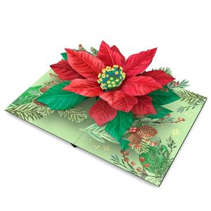 Carte de vœux 3D Pop avec fleur de poinsettia toutes occasions mariage noël fête des mères fête des pères papier fait - Product Image 1