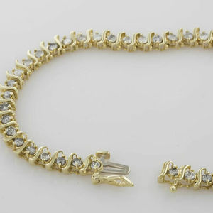 Bracelet en diamants 5ct 7.25 1 rangée de diamants ronds en or jaune 14 carats sur - Product Image 1