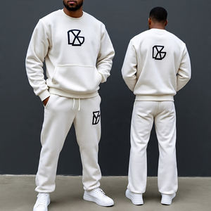 2025 Heavyweight Sweatshirt & flare pants Oversized tracksuit / Crew neck Sweatshirt and Pants Casual set Custom Printed Logo - Product Image 5