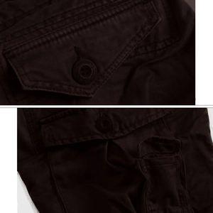 กางเกงขาสั้นผ้าแคนวาสสีดำสำหรับผู้ชายกางเกงขาสั้นคาร์โก้แบบถุงผ้าแคนวาสสีกากีมี6กระเป๋า100% ออกแบบได้ตามต้องการ - Product Image 6