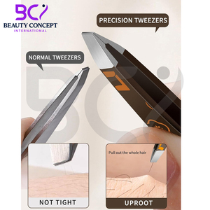 4 pinces à sourcils en acier inoxydable à pointe pointue et inclinée de la meilleure qualité. - Product Image 4