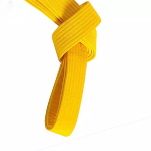 OEM profesional 100% algodón de alta calidad amarillo BJJ cinturones hechos a mano Jiu Jitsu equipo de entrenamiento con Karate estampado Logo - Product Image 3