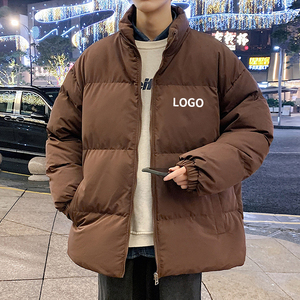 Veste d'hiver matelassée pour homme sur mesure, coupe-vent, fermeture éclair intégrale, col montant, marron, doudoune tendance, logo personnalisé, livraison DDP - Product Image 1