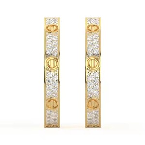 Women's New Collection Round <b>Moissanite</b> Diamond <b>Earrings</b> in Sterling Silver VVS Clarity Diamond Hoop <b>Earring</b> - Product Image 5