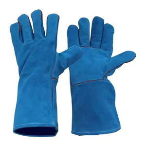 Vache fendue main gants de protection en cuir gants de travail de sécurité de soudage en cuir gant de travail en cuir bleu de haute qualité - Product Image 3