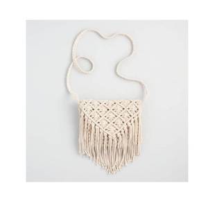 Sac à bandoulière en macramé jaune de style Boho fait à la main à partir de cordon de coton naturel pour dames tissé à la main en Inde - Product Image 3