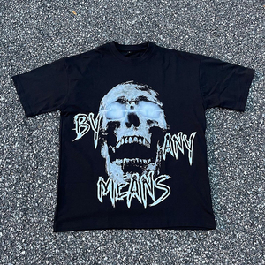 เสื้อยืดรัดรูปบ็อกซี่สำหรับผู้ชายเสื้อผ้าแนวสตรีทแวร์โอเวอร์ไซส์ผ้าคอตตอน300gsm ครอปไซส์วินเทจ - Product Image 3