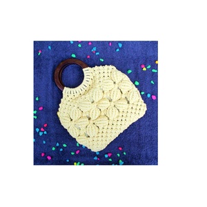 Bolsas de mano de macramé hechas a mano de diseño industrial, uso para contener paños durante las compras, contienen vegetales del mercado - Product Image 1