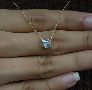 Colgante de diamante cultivado en laboratorio de corte redondo de Color D, hermoso colgante de Plata de Ley 925, regalo de boda, colgante de 6 puntas, regalo para ella - Product Image 2