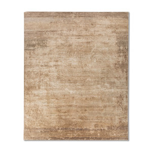 Tapis en viscose et soie de bambou noué à la main Entropy Ivory, grand format rectangulaire AKPS-13008 pour la maison ou le couloir, couleur unie, fait main - Product Image 1