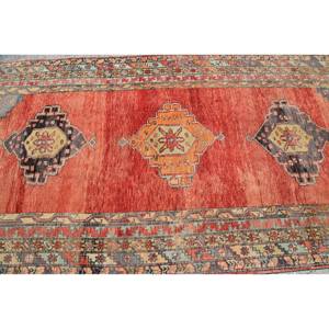 Alfombra Turca Vintage Diseño Patchwork Rojo Naranja Gran Área 4.8 X 11.5 pies Material Lana Base de Látex Ecológica Pelo Mediano - Product Image 5