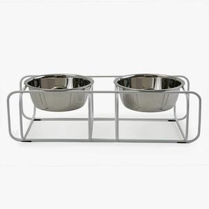 Lot de 2 bols d'alimentation pour animaux de compagnie en acier inoxydable de qualité supérieure de grande taille avec support en fer Bols double alimentation pour chiens et chats Meilleures fournitures pour animaux de compagnie - Product Image 4