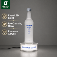 Base de bouteille de liqueur en acrylique avec LED, présentoir de bouteille personnalisé avec LED, présentoir de bouteille pour l'affichage des boissons