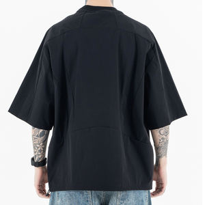 T-shirt de sport pour homme en tricot 100% polyester surdimensionné, logo personnalisé, 300 grammes, motif uni lourd, style hip-hop, anti-froissement, rapide - Product Image 3