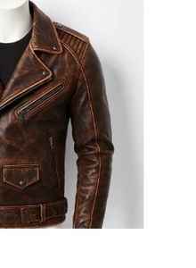 Blouson en cuir de moto de style vintage de haute qualité avec doublure en fausse fourrure, boutons et fermeture éclair Luxel, approvisionnement ODM - Product Image 3
