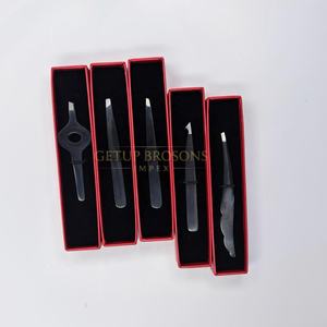Pinzas de Cejas de Acero Inoxidable Plasma Negro de Alta Calidad GETUP BROSONS IMPEX, Punta Puntiaguda, Logotipo Personalizado, Herramientas de Belleza - Product Image 5