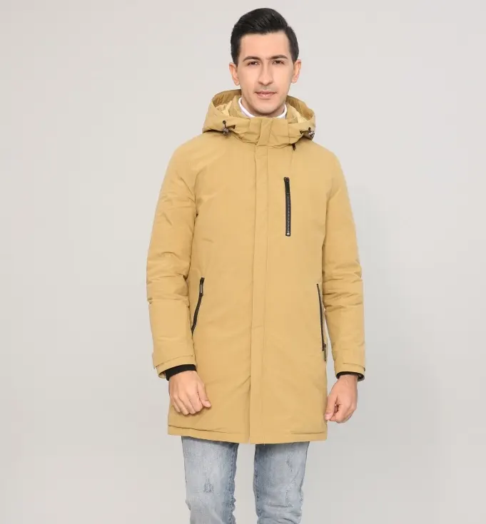 Mode Katun Serat Kimia Kain Beige Jaket Pria Jaket Super Jaket Penahan Angin untuk Pria