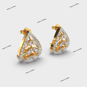 Pendientes de Plata con Moissanita en Forma de Lágrima y Engaste Pavé, Diseño Floral Elegante y de Diseñador - Product Image 2