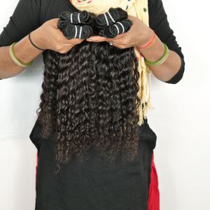 En gros 100% Pas Cher Indien Vierge Cheveux Remy Cuticule Aligné Noir Bouclés Tengle Gratuit Noir Bundles Extensions de Cheveux Humains - Product Image 4