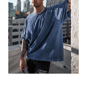 Precio al por mayor Loose Fit Oversize Drop Shoulder Hombres Casual Camisetas Heavyweight 100% Cotton Blank Tallas grandes Camisetas para hombres - Product Image 3