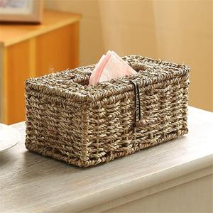 Vente en gros de boîtes de rangement en raphia pour papier de soie boîtes à serviettes rectangulaires en jonc de mer du Vietnam - Product Image 1