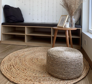 Jacinthe d'eau Tapis tissé à la main Classique et élégant Choix écologique ajoutant une beauté naturelle aux intérieurs et aux décorations de salle à manger - Product Image 3