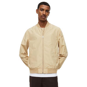 Blouson Bomber Homme Beige Imperméable en Polyester/Coton avec Fermeture Éclair et Poches Avant – Meilleures Ventes 2023 - Product Image 1