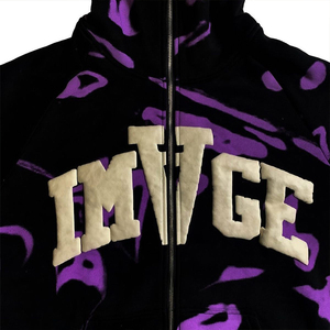 Venta al por mayor Venta caliente Streetwear All Over Printing Puff Print Full Face Zip Up Hoodie Hombres Custom Full Zip Hoodie - Product Image 6