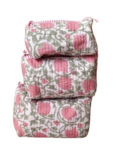 Sac de maquillage et de rangement en coton matelassé, écologique, résistant à l'eau et durable, avec fermeture éclair et poignée |   OEM personnalisé disponible - Product Image 3