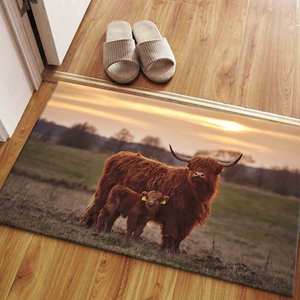 Highland Cow Printed <b>Rug</b> - Tropical, Coastal, Animal, Soft, Machine Washable,<b>Chenille</b> <b>Rug</b> - Product Image 1