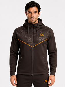 Sudadera con Capucha y Cremallera Completa para Hombre, Diseño Original (ODM), Color Negro Sólido, Corte Regular Informal, Transpirable, Ecológica, Tejida, 100% Poliéster, Ropa de Invierno - Product Image 1