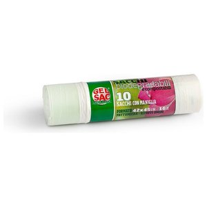 BIO Natural White - Juego de 10 Bolsas de Basura Biodegradables de Plástico PE con Asas, Capacidad de 16 Litros, Duraderas para Uso en Cocina y Baño - CO830206 - Product Image 1