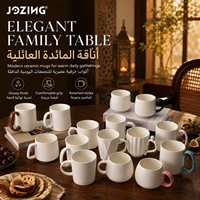 Collection de tasses en céramique blanche JOZING 12 oz – Tasses à café et à thé classiques, écologiques, compatibles lave-vaisselle et micro-ondes – Cadeaux d'affaires en stock