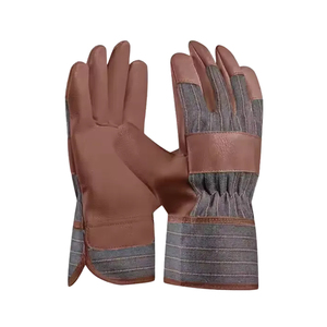 Guantes de combinación de cuero dividido de vaca cálidos de buena calidad, guantes de trabajo de cuero de vaca reforzados con palma de goma para invierno - Product Image 4