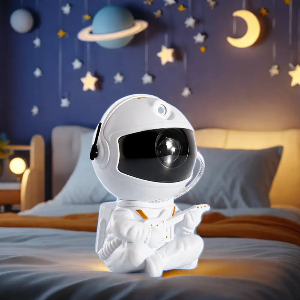 Proyektor gitar hitam putih 3D, proyeksi remot kontrol bisa diputar Nebula Galaxy lampu malam untuk anak-anak