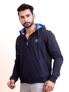 Basic Premium <b>Navy</b> <b>Blue</b> Fleece Full-Sleeve <b>Hoodie</b> Sweatshirt ODM Casual Winter Comfort Solid Design Zipper Men's Anti-Wrinkle - Product Image 4