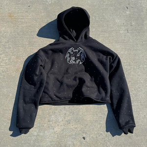 Thermal Hoodie Relax Fit and Never Fading Quality Studded With Rhinestone Streetwear Hoodie High Quality OEM Customized Service - Product Image 5