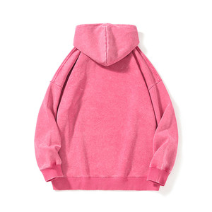 Sudaderas personalizadas de gran tamaño con lavado ácido para hombre, Sudadera con capucha Vintage rosa fuerte, ropa de calle de algodón 100% para la temporada de otoño, talla XL - Product Image 3