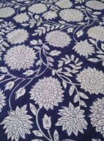 Nappe en lin faite à la main, motif floral indien moderne, imprimé au bloc